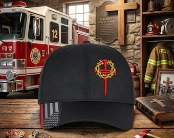 Christian Hats for Men and Women Red Line Jesus Cross with Crown of Thorns