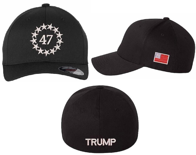 Trump 2025 Hat - 47th President Stars with Side Flag Patch and TRUMP on the back