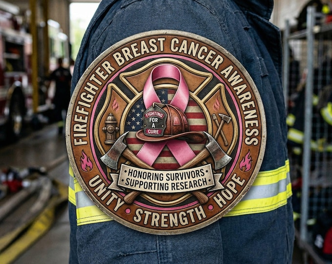 Firefighter Sticker Breast Cancer Awareness Helmet Window or Helmet Decal Fire Department