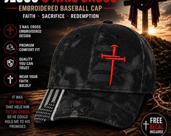 Christian Cross Hat, 3 Nails Sacred Design - Men & Women, Faith Gift