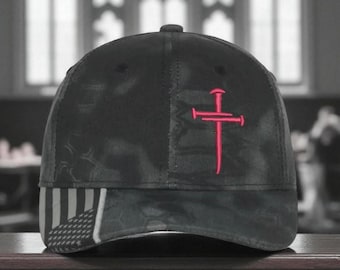 Christian Cross Hat, 3 Nails - Sacred Design, Embroidered Faith Hat for Men and Women