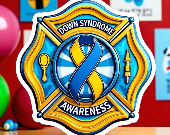 Down Syndrome Maltese Cross Sticker Firefighter Window Decal Special Needs | Maltese Cross Decal Window/Hardhat Decal