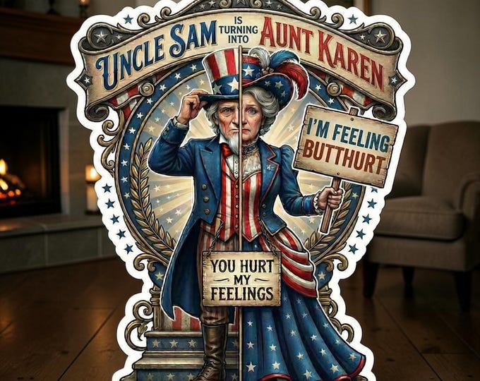 Patriotic USA Decal Uncle Sam into Aunt Karen Helmet Window or Helmet Sizes