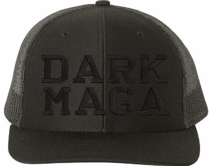Trump Dark Maga Hat Richardson 112 Mesh Back Blackout Hat Trump Vance 2025 Maga
