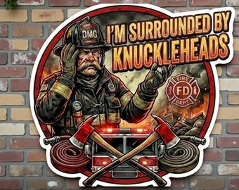 Firefighter Decal SURROUNDED BY KNUCKLEHEADS Non Reflective Fire Department Decal tiktok