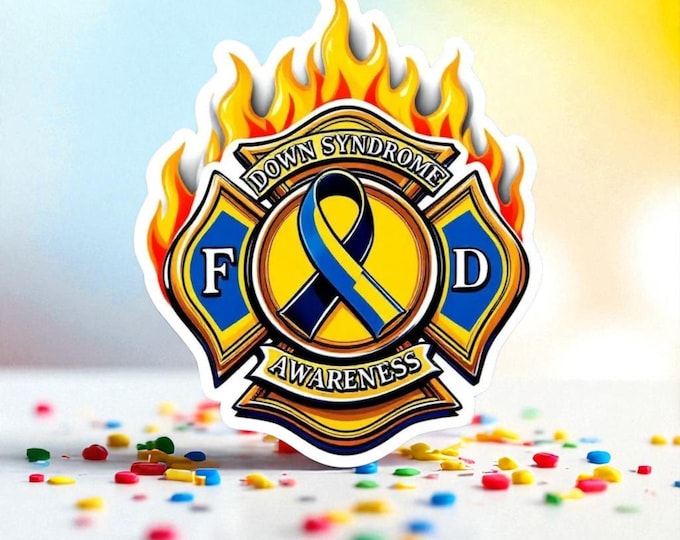 Down Syndrome Maltese Cross Decal Firefighter Window Decal Special Needs | Maltese Cross Decal Flames Window/Hardhat Decal