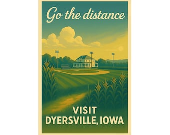 Dyersville Iowa Travel Poster, Field of Dreams Retro Baseball Art Print