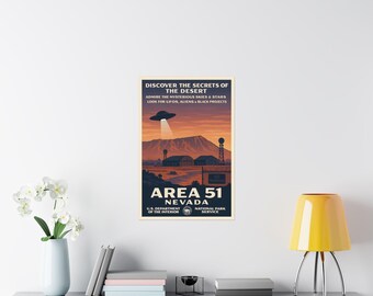 Area 51 Nevada Poster: Vintage Alien UFO Print - Etsy