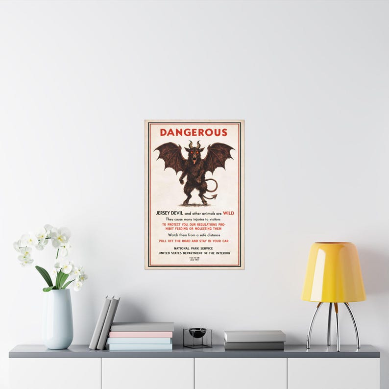 Jersey Devil Warning Poster | Vintage National Park Art Print - Etsy