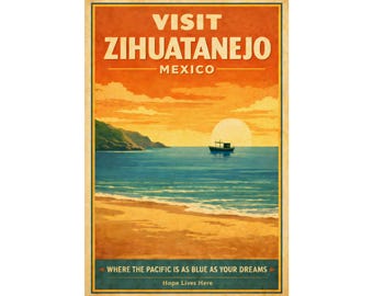 Zihuatanejo Mexico Vintage Travel Poster | Shawshank Redemption Art