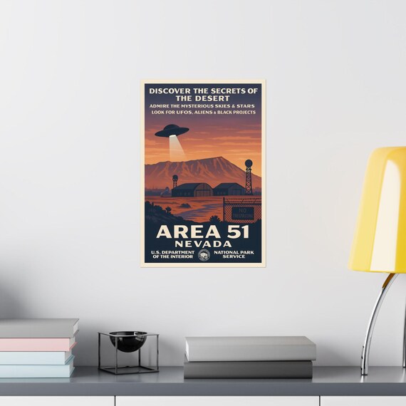 Area 51 Nevada Poster: Vintage Alien UFO Print - Etsy