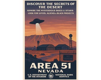 Area 51 Nevada Poster: Vintage Alien UFO Print - Etsy