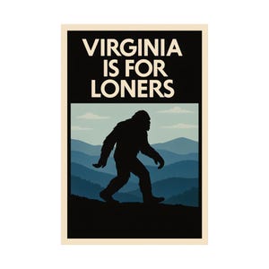 Bigfoot in Virginia Print: Sasquatch WPA-Style Travel Art