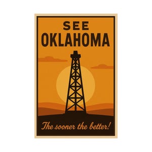 Vintage Oklahoma Travel Poster: Retro Sooner State Art