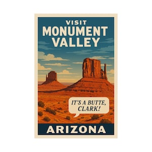 Monument Valley Travel Poster: Vintage Arizona Desert Art Print