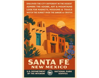 Santa Fe Travel Poster: Vintage WPA-Style New Mexico Art