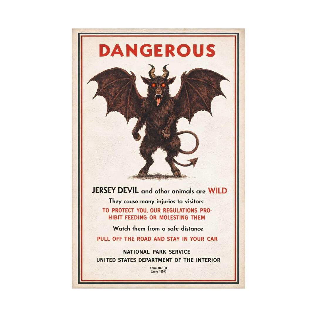 Jersey Devil Warning Poster | Vintage National Park Art Print - Etsy