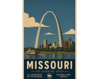 Missouri Gateway Arch Print | Vintage WPA Style Travel Poster