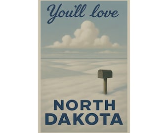 North Dakota Winter Landscape Poster: Vintage WPA Travel Art Print
