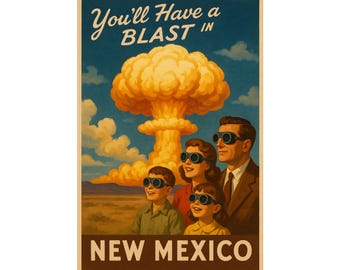 Have a Blast in New Mexico, Retro Atomic Tourism Poster, Funny WPA-Style Print