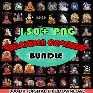 150+ Halloween Capybara  PNG Bundle – Cute Spooky Capybara png Files, Kawaii Animal Halloween Digital Download, Summerween png