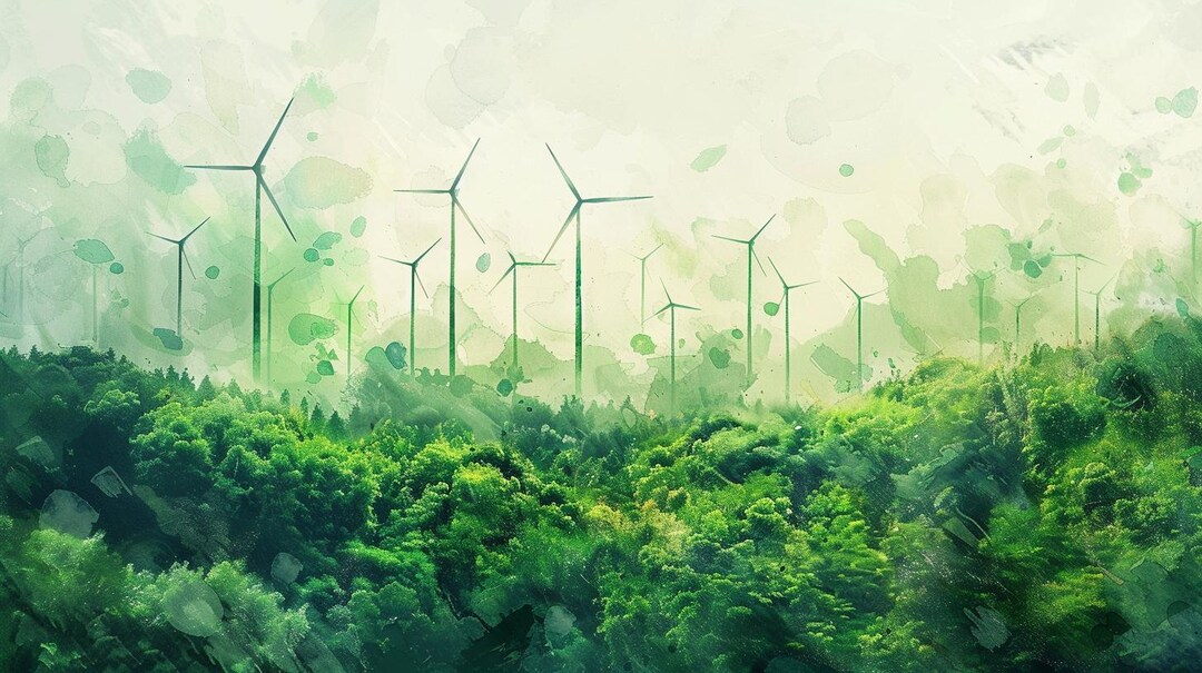 Energy Wall Graphics Watercolor Forest Art, Green Energy Wall Print, Eco Friendly Digital ...