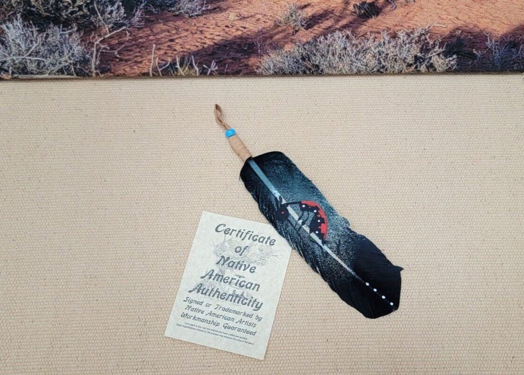 Native American Navajo Painted Feather Hair Tie by Artist Phill Nez ...