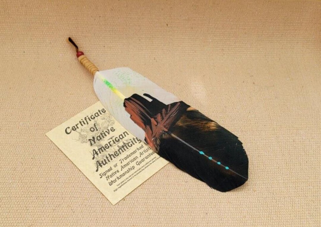 Native American Art Navajo Painted Feather Hair Tie by Artist Phill Nez ...