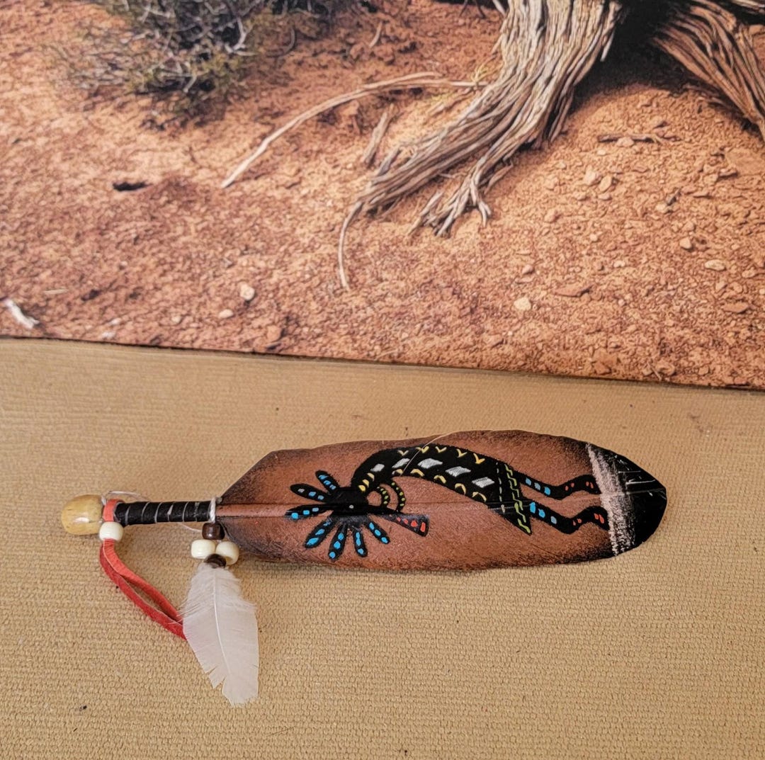 Native American Navajo Painted Feather Hair Tie by Artist Phill Nez ...