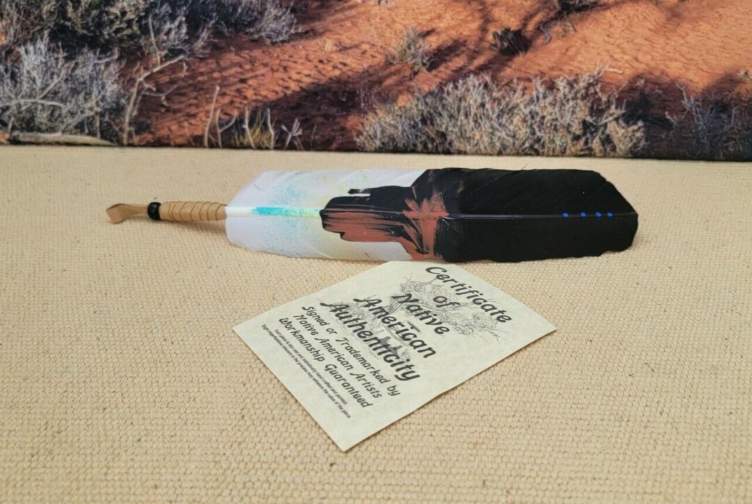 Native American Art Navajo Painted Feather Hair Tie by Artist Phill Nez ...