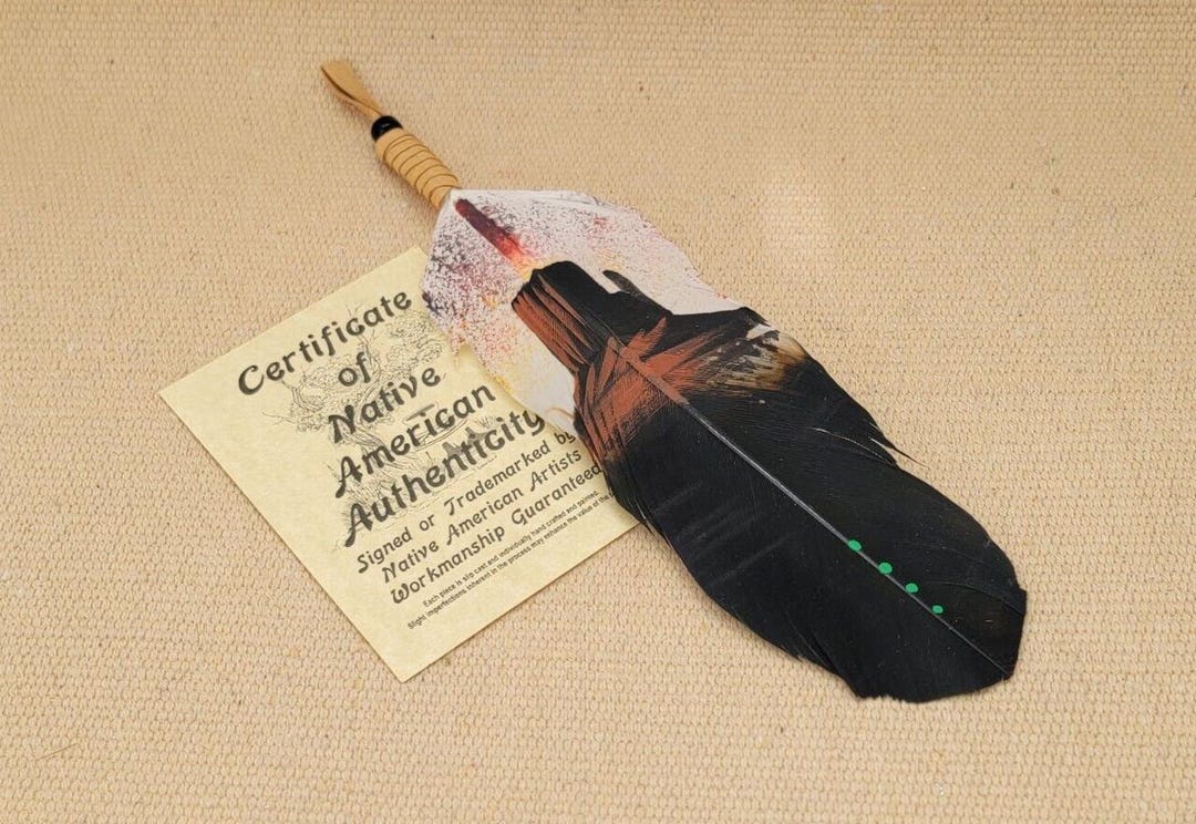 Native American Art Navajo Painted Feather Hair Tie by Artist Phill Nez ...