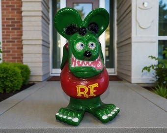 Rat Fink Psycho Killer Art | Hand Painted Antique Saw | Hot Rod
