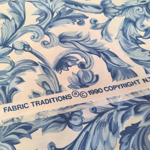 Vintage Chintz Stoff KEEPSAKE CALICO Blau und Weiß Von Fabric Traditions The Yard 1990 Bild 4