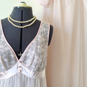Vintage Peignoir Set Lingerie Long Nightgown Robe by Shadow Line Medium Gorgeous!