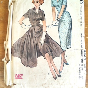 McCalls 4434 Sewing Pattern Misses Dress and Overskirt 1958  Size 14 Easy to Sew