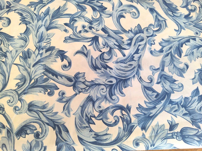 Vintage Chintz Stoff KEEPSAKE CALICO Blau und Weiß Von Fabric Traditions The Yard 1990 Bild 8