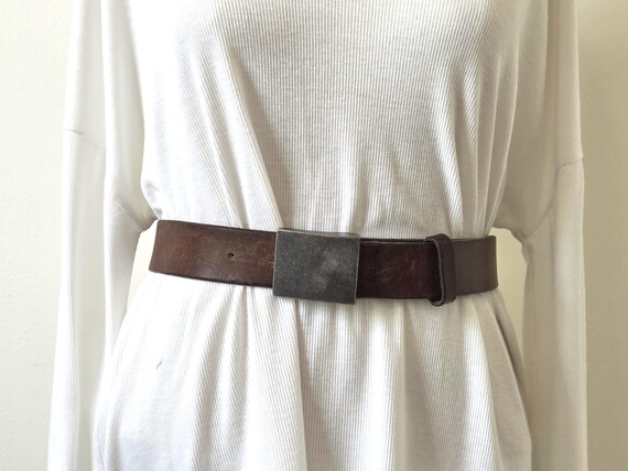 Vintage Express Leather Belt: Mahogany Italian Leather, Y2K  display picture 2