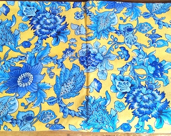 Fons & Porter Cumberland Fabric Large Scale Floral Blue and Yellow Cotton Quilt 46 X 96 Final Yardage