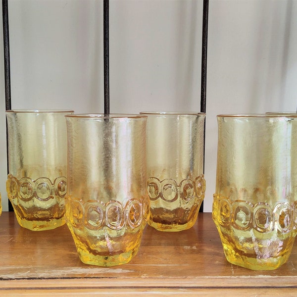 Vintage Tiffin Madeira Glassware Cornsilk Yellow Set of 6 Tumblers 12 ounces