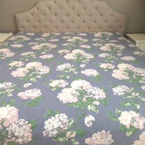 Vintage KING Flat Sheet Set Soft Floral HYDRANGEAS by Dan River