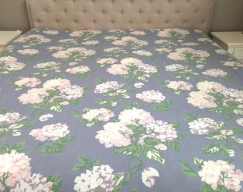 Set di lenzuola matrimoniali vintage con morbido motivo floreale di ortensie di Dan River