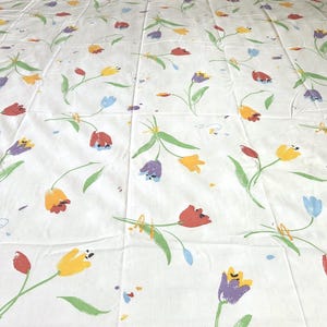 Vintage FULL Flat Sheet TULIPS Floral Sheet by Wamsutta