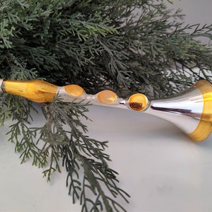 Vintage  Mercury Glass Christmas Ornament Trumpet Horn Blown Glass Czechoslovakia