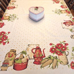 Vintage Tablecloth MID CENTURY KITCHEN 50 X 66