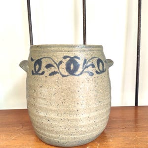 Vintage Stoneware Crock/ Vase Salt Glazed Stoneware Strasburg Virginia Pottery 1988 Signed