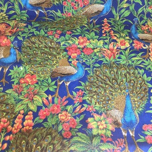 Tkanina bawełniana Vintage Fabric PEACOCKS firmy Cranston Printworks 45 X 37
