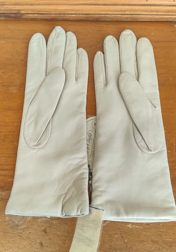 Vintage Leather Gloves WINTER WHITE Ivory Cashmer… - image 5