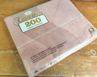 Vintage Percale TWIN Flat Sheet by Cannon DUSTY ROSE New in package