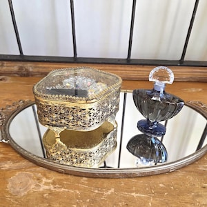 Vintage Gold Mirrored Vanity Tray - Hollywood Regency Stylebuilt