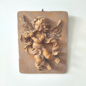 Vintage 3D Cherub Wall Plaque by DecoLine Home Decor